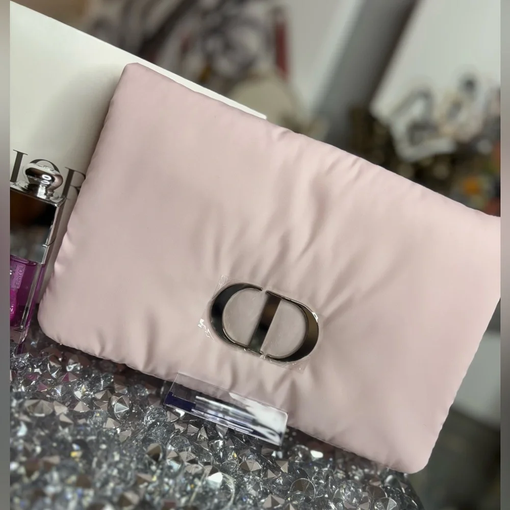 Dior Pink Quilted Clutch with Lip Gloss